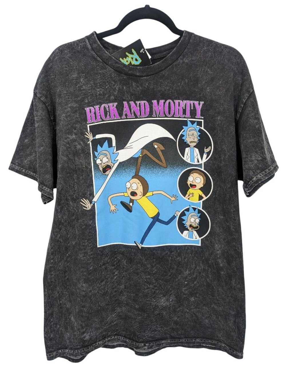 Rick and Morty Acid Wash Graphic TShirt Cartoon Network Streetwear Grunge Medium
